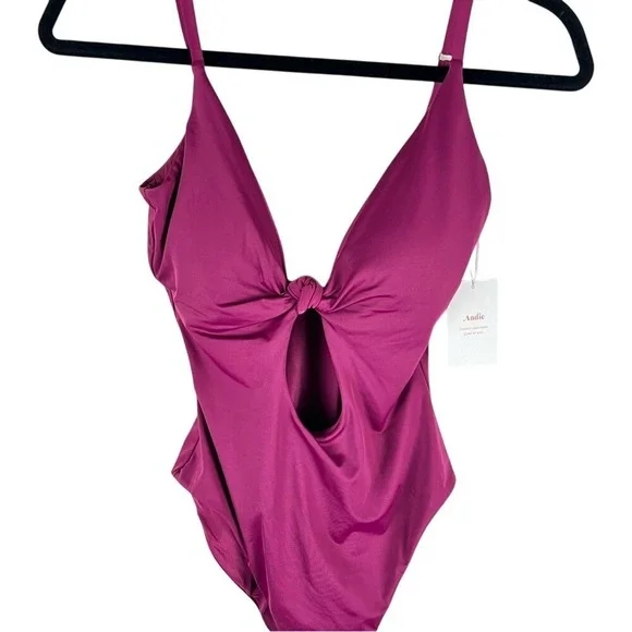 Andie Swim Santorini One-Piece Swimsuit Plum Burgundy Size Small Eco-Friendly - Picture 8 of 15